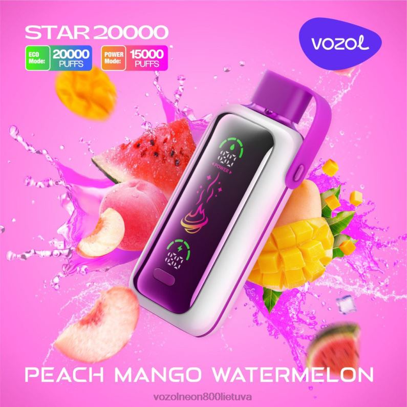 VOZOL Nikotinos - persikų mango arbūzas VOZOL STAR 20 000 HD8TF16
