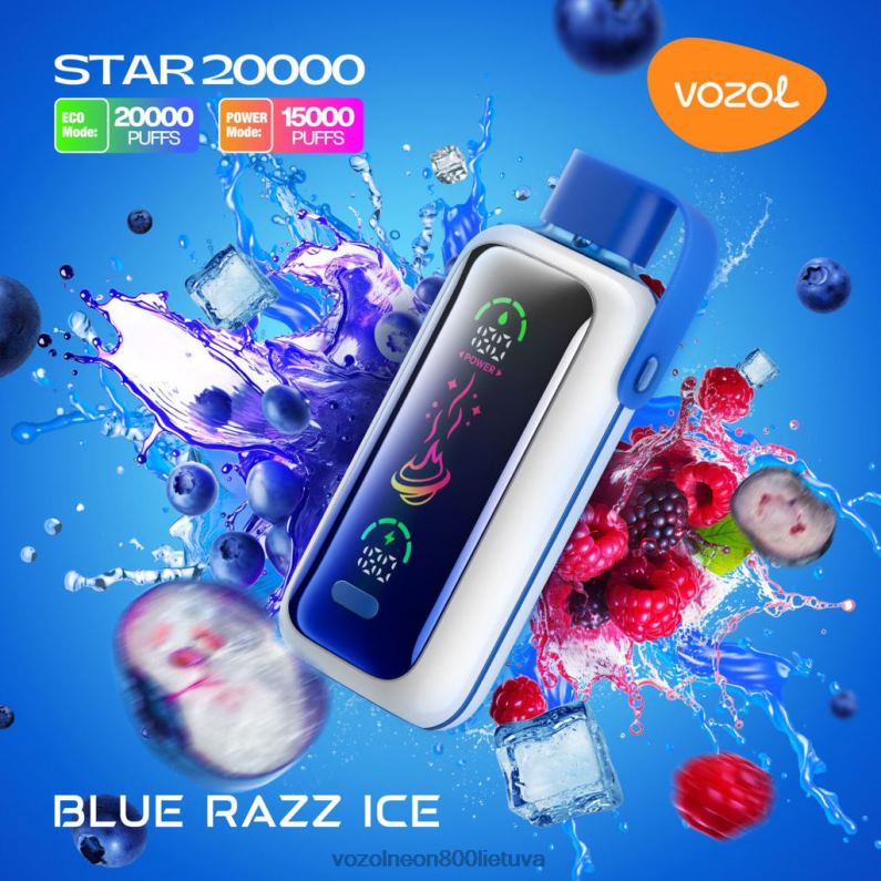 VOZOL Vape Kaina - mėlynas razz ledas VOZOL STAR 20 000 HD8TF4