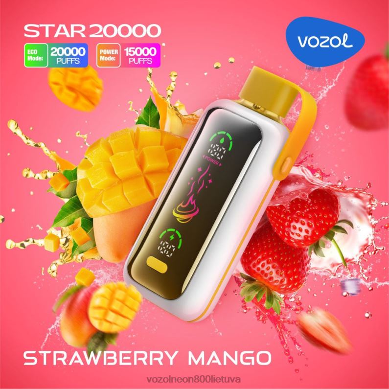 VOZOL Vape Lietuva - braškių mango VOZOL STAR 20 000 HD8TF1