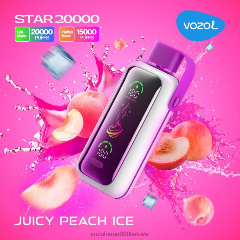 VOZOL Vape Lietuva - sultingas persikų ledas VOZOL STAR 20 000 HD8TF10