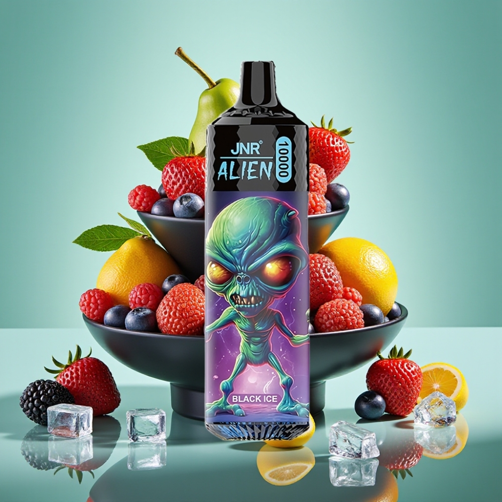 JNR Alien 10000 Puffs LED RGB 20ml Juodasis ledas