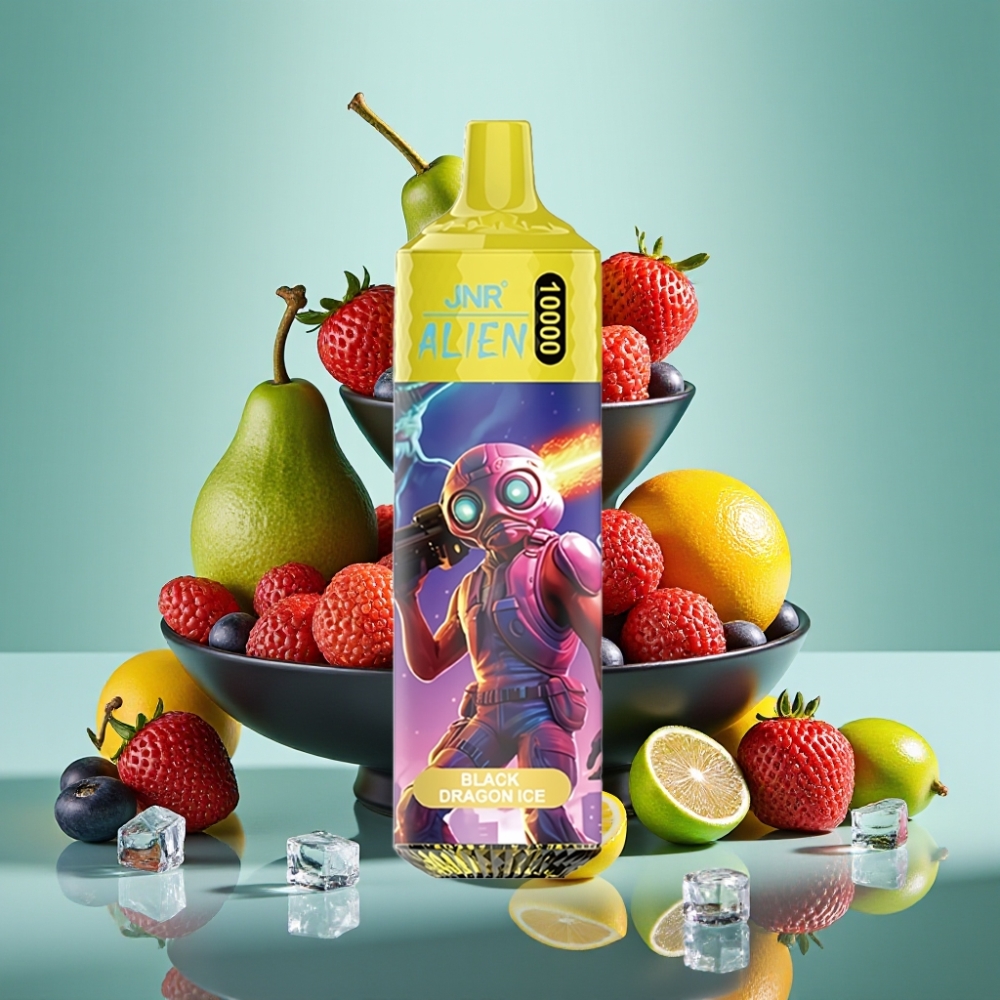 JNR Alien 10000 Puffs LED RGB Juodasis Drakonas Su Ledo