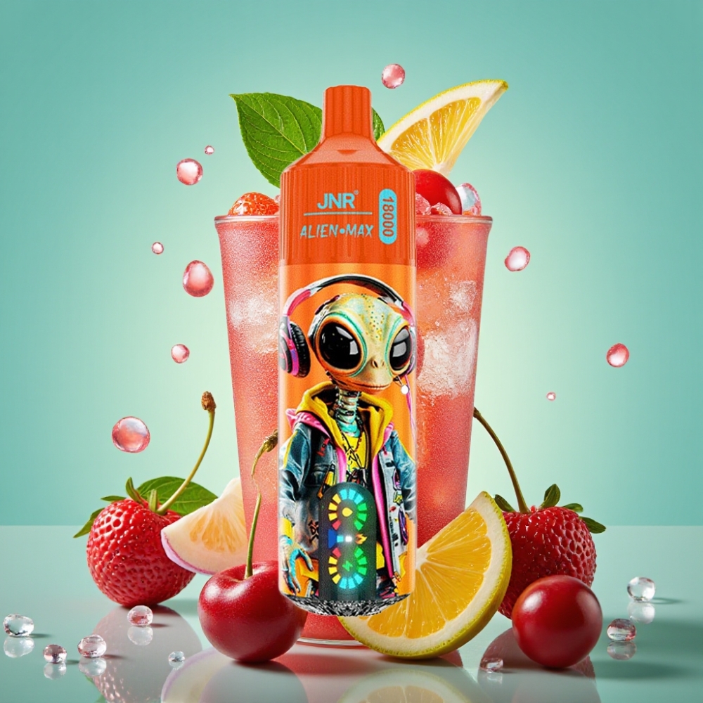 JNR Alien Max 18000 Puffs, 28ml, Tipas-C Greitas Įkrovimas, Šampaninis Vyšnių Kolos Skonis