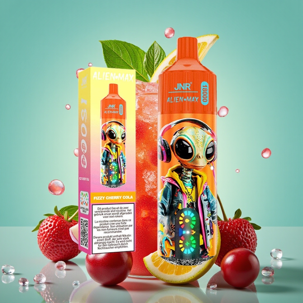 JNR Alien Max 18000 Puffs, 28ml, Tipas-C Greitas Įkrovimas, Šampaninis Vyšnių Kolos Skonis
