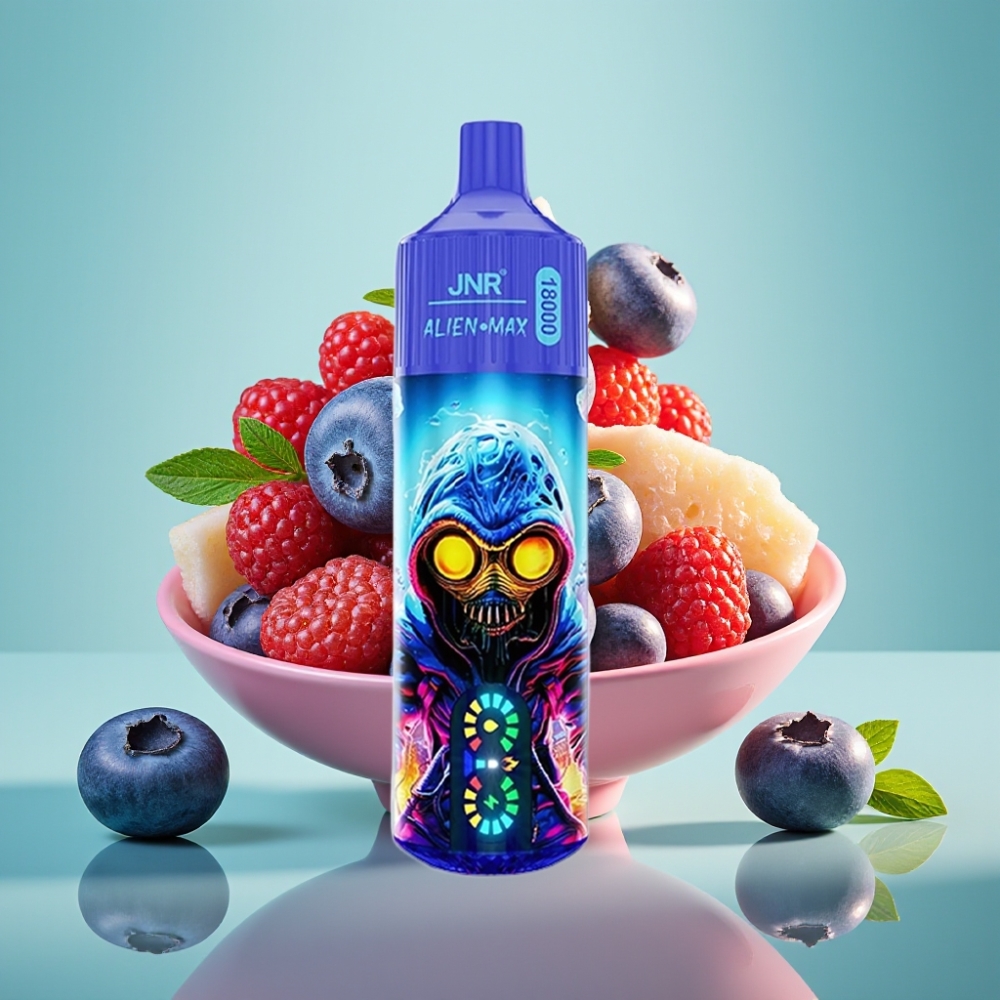 JNR Alien Max 18000 Puffs Disposable Vape Mėlynųjų Serbentų Burbuliai, Dual Mesh, Type-C