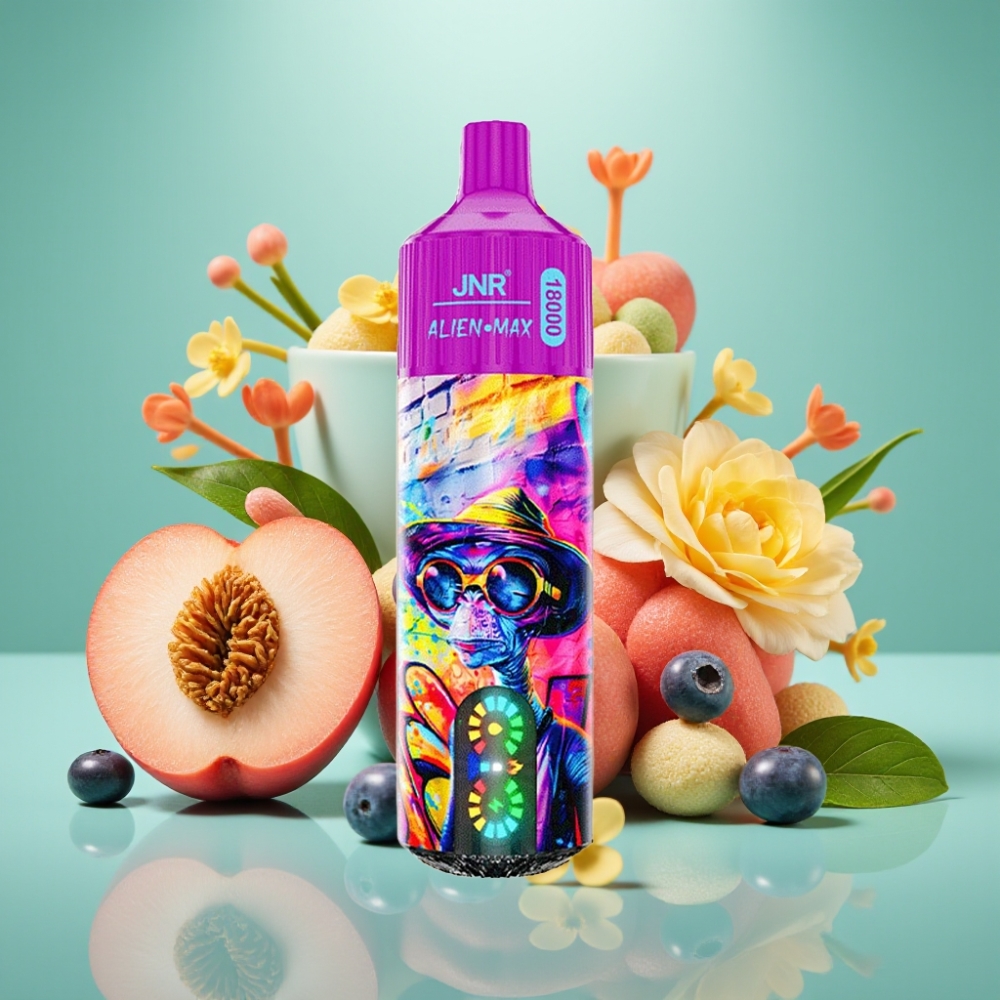JNR Alien Max 18000 Puffs Dual Mesh Coil Persikų Mėlynių Saldainių