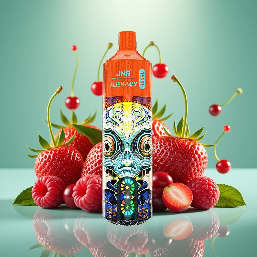 JNR Alien Max 18000 Puffs Dviguba Dėžutė, 28ml, Tipas-C, Braškė Avietė Vyšnia