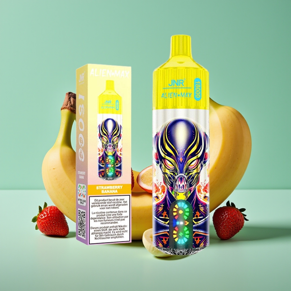 JNR Alien Max 18000 Puffs Dviguba Dėžutė & Dvigubas Šerdis, Braškinė Bananas