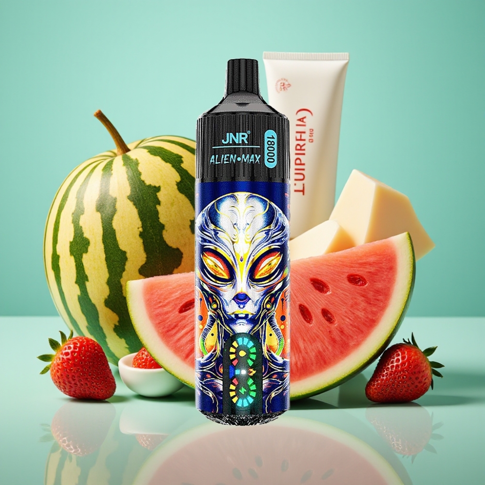 JNR Alien Max 18000 Puffs Dvigubas Branduolys, Braškė-Vandyns Bubblegum, 28ml