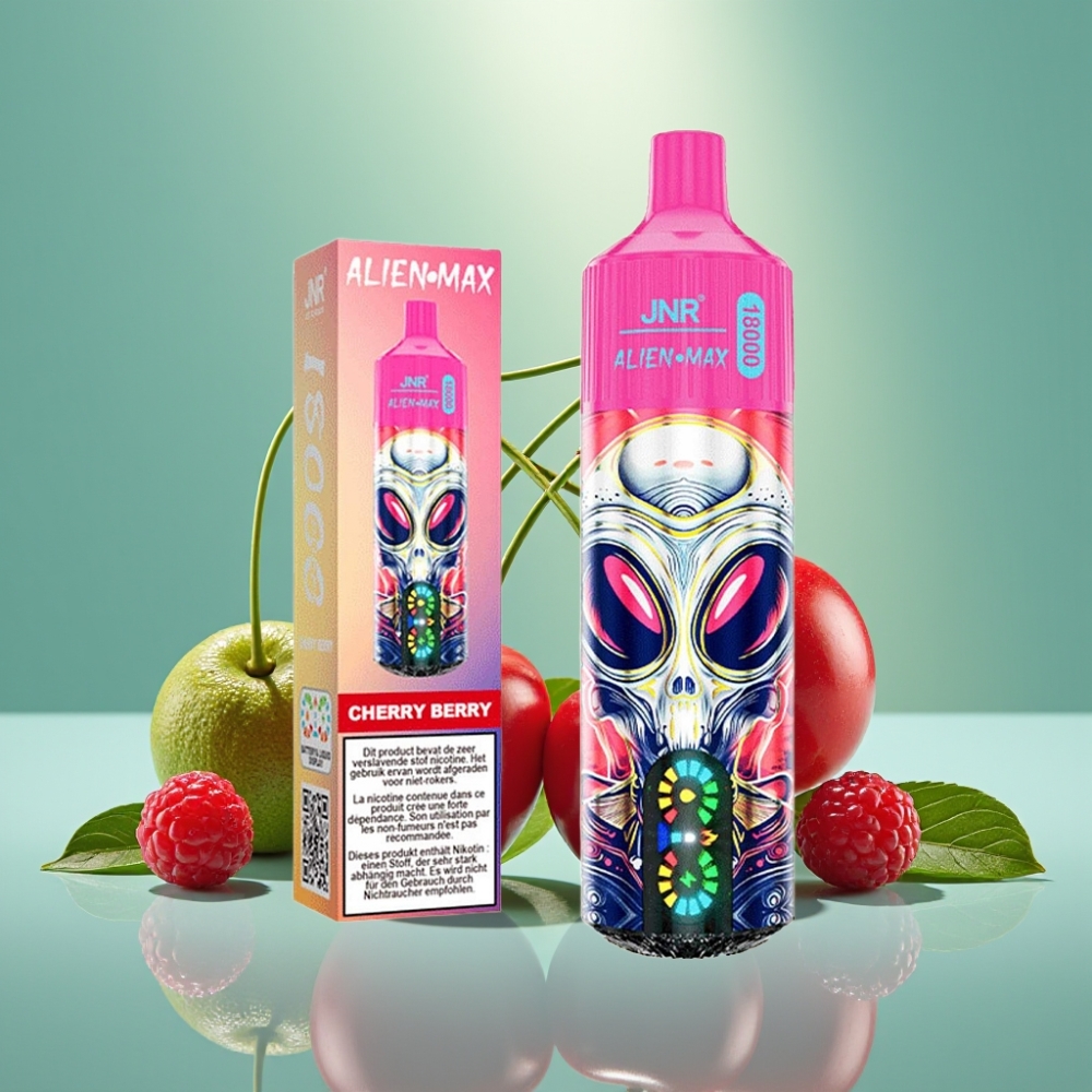 JNR Alien Max 18000 Puffs Dvigubas Mėšlinis Šerdies, Vyšnių Uogų