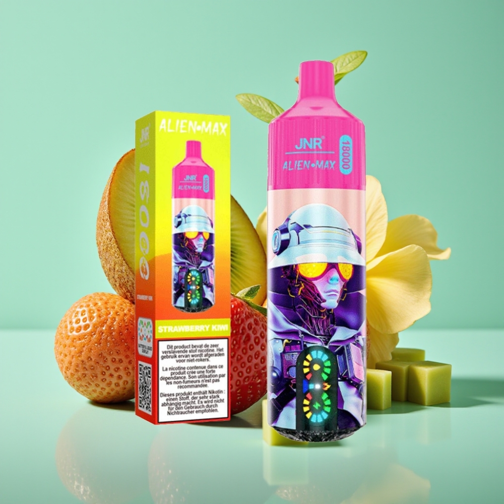 JNR Alien Max 18000 Puffs Dvigubas Serdis, 28ml Skystis, Braškė-Kiwi