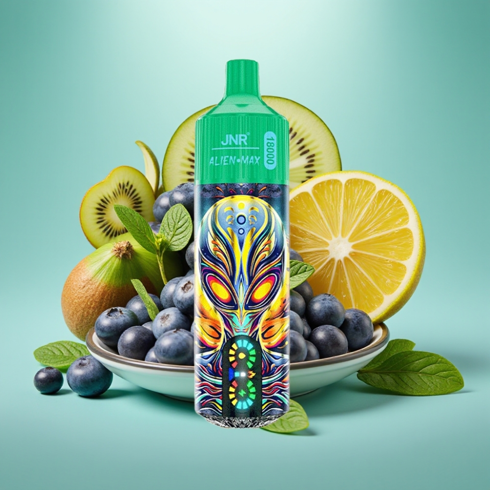 JNR Alien Max 18000 Puffs Mėlynųjų aviečių ir kivių, Smart LED, Type-C