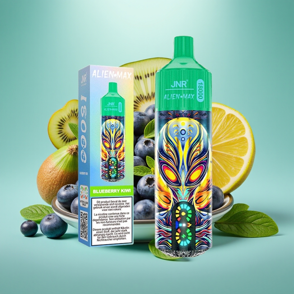JNR Alien Max 18000 Puffs Mėlynųjų aviečių ir kivių, Smart LED, Type-C