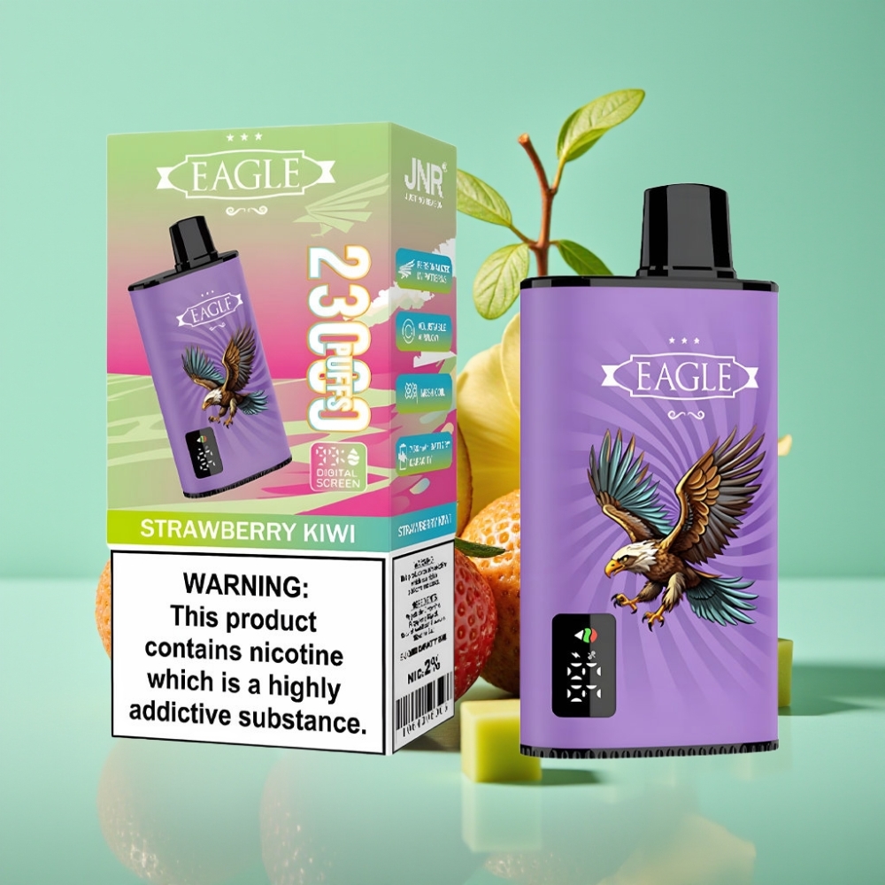 JNR EAGLE Smart 23000 Puffs Disposable Vape Braškė-Kivis su Skaitmeniniu Ekranu ir 25ml e-Skysčio