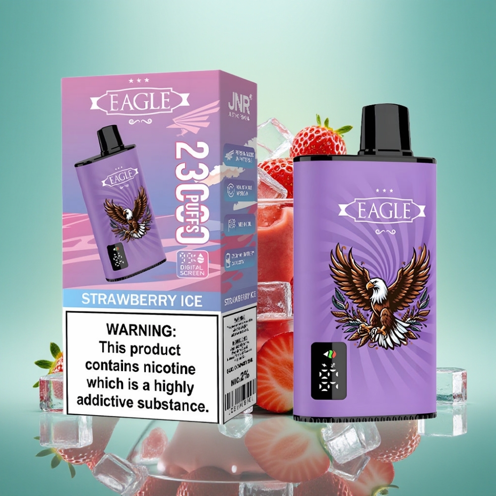 JNR EAGLE Smart 23000 Puffs Disposable Vape Braškės Ledas, Digital Screen, 1.0ohm Mesh Coil