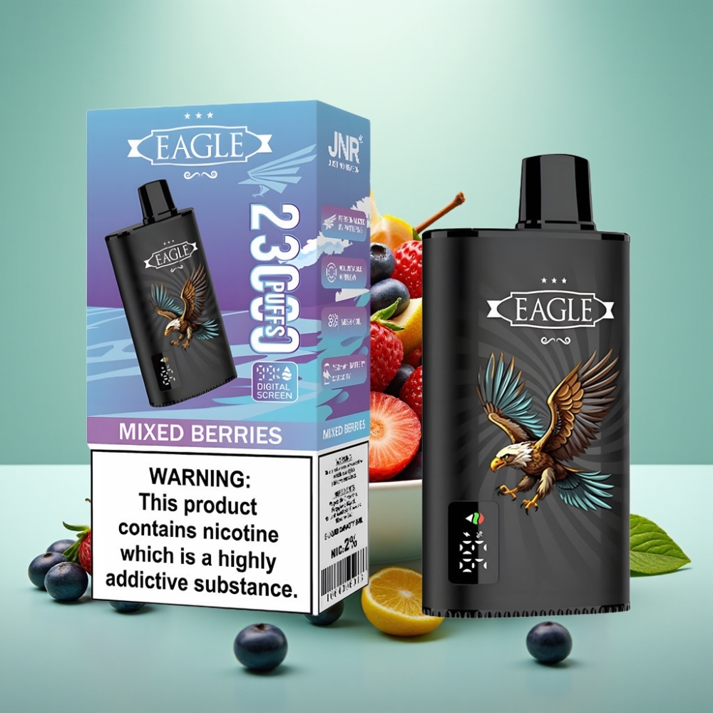 JNR EAGLE Smart 23000 Puffs išmanusis vaporizatorius su skaitmeniniu ekranu, 25ml, mišrios uogos