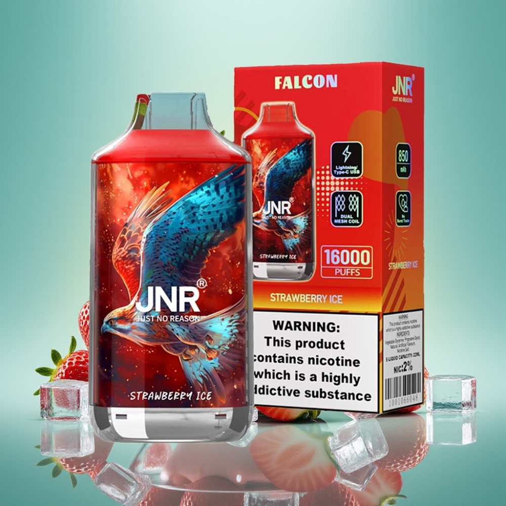JNR Falcon 16000 Puffs, 850 mAh, Braškės Ledas