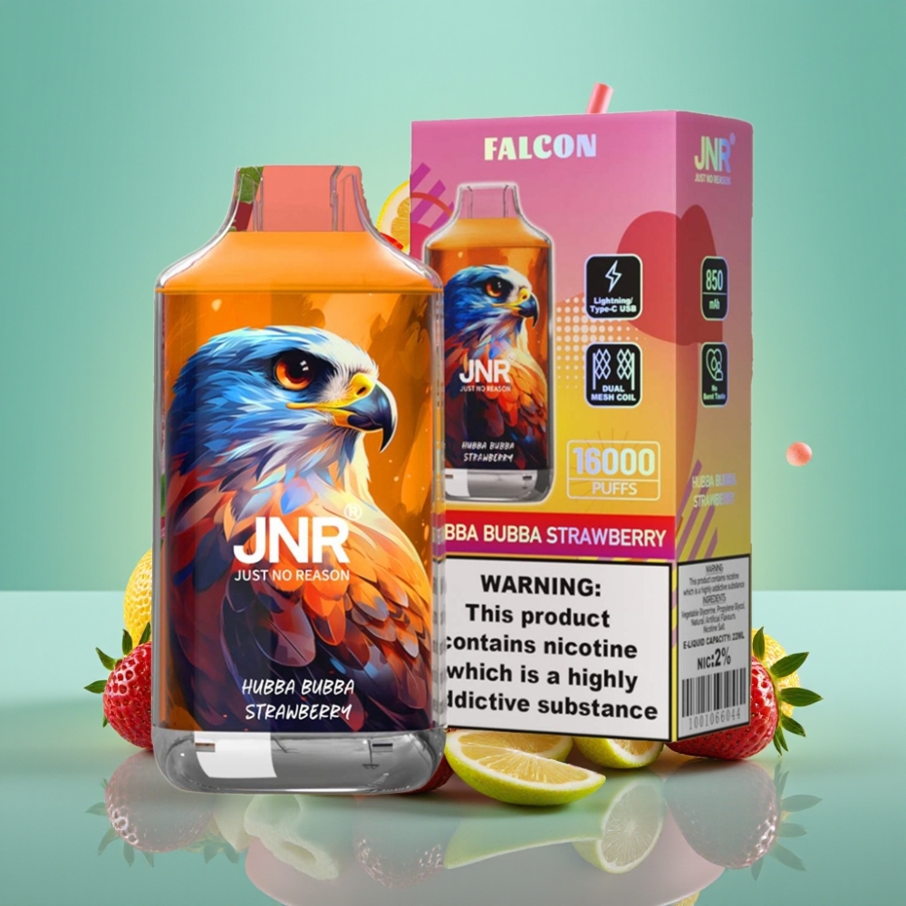 JNR Falcon 16000 Puffs 850mAh 22ml Braškinė Hubba Bubba
