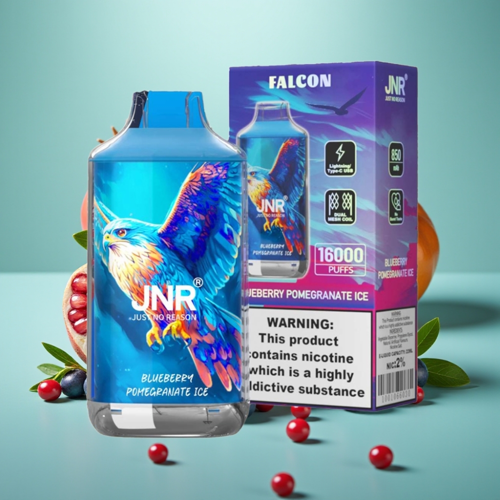 JNR Falcon 16000 Puffs 850mAh 22ml Mėlynųjų Agurkų Granatų Ledas