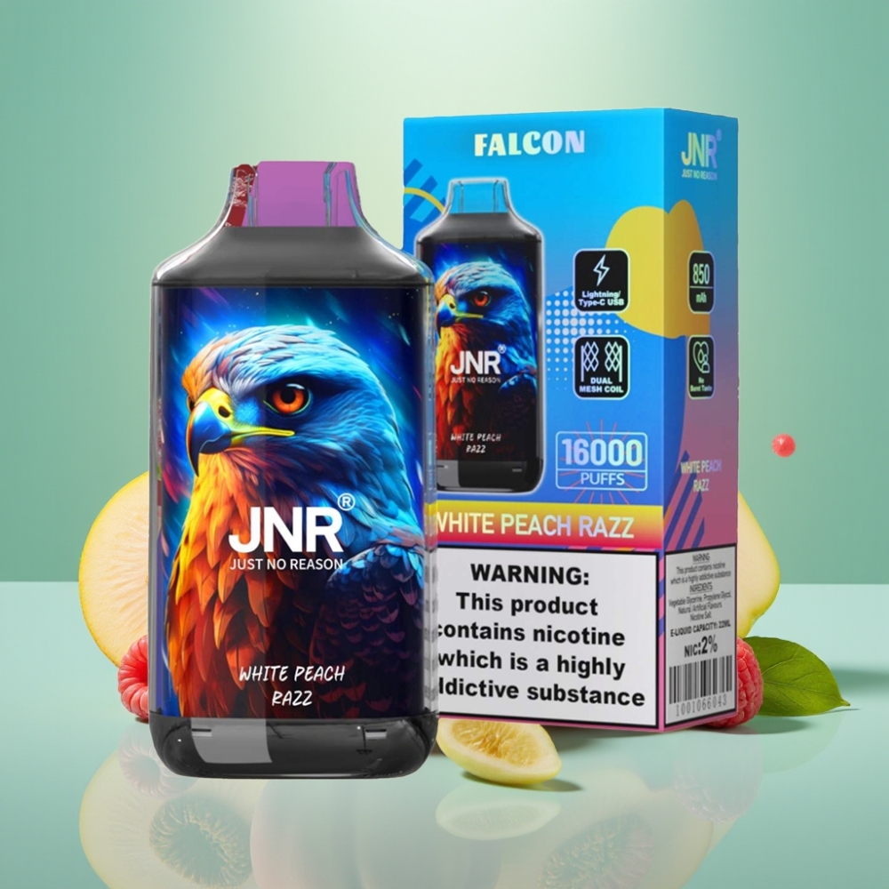 JNR Falcon 16000 Puffs Baltasis Persikas Razz, 850 mAh, 22ml