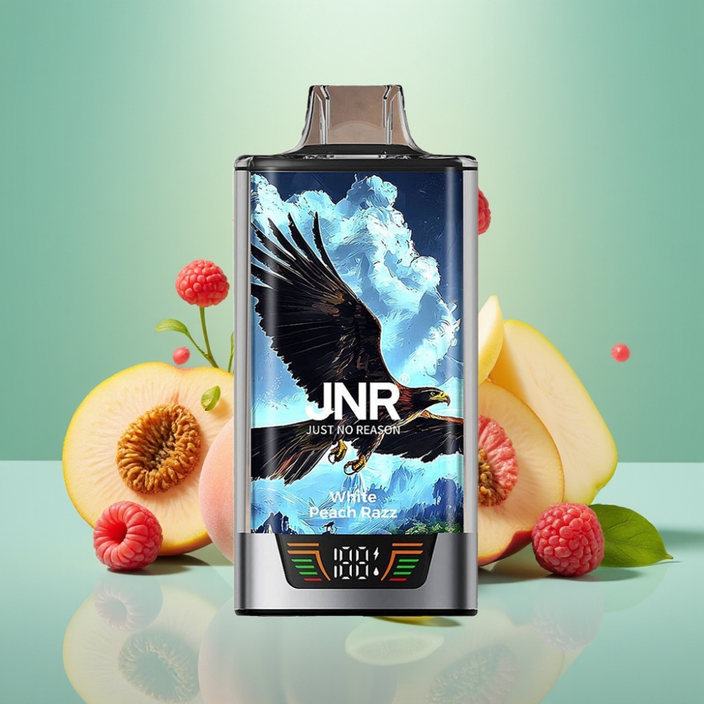 JNR Falcon Pro 28000 30ml Baltasis Persikas Razz USB Type-C