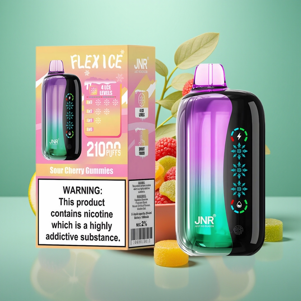JNR Flex Ice 21000 Puffs 26ml 1000mAh Rūgščiųjų Braškių Guminukų