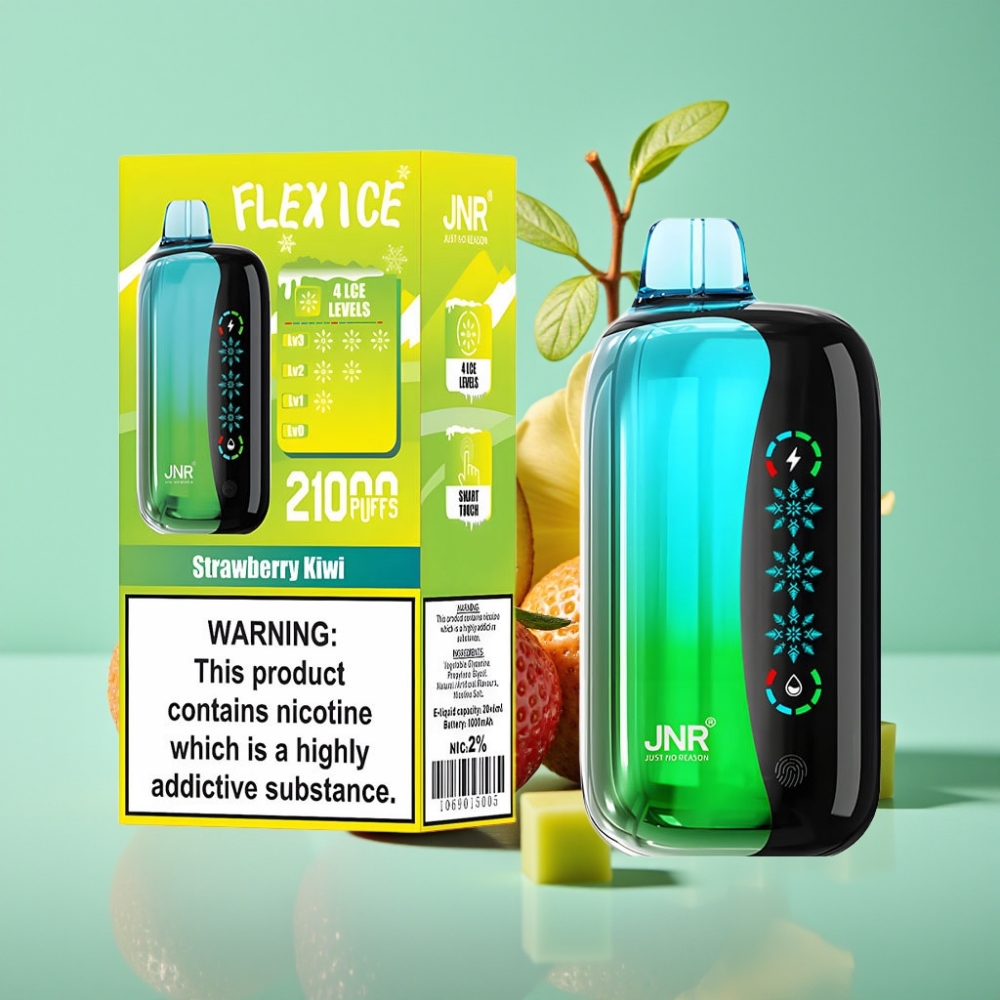 JNR Flex Ice 21000 Puffs 26ml Tipo-C Įkrovimas Braškė-Kivis