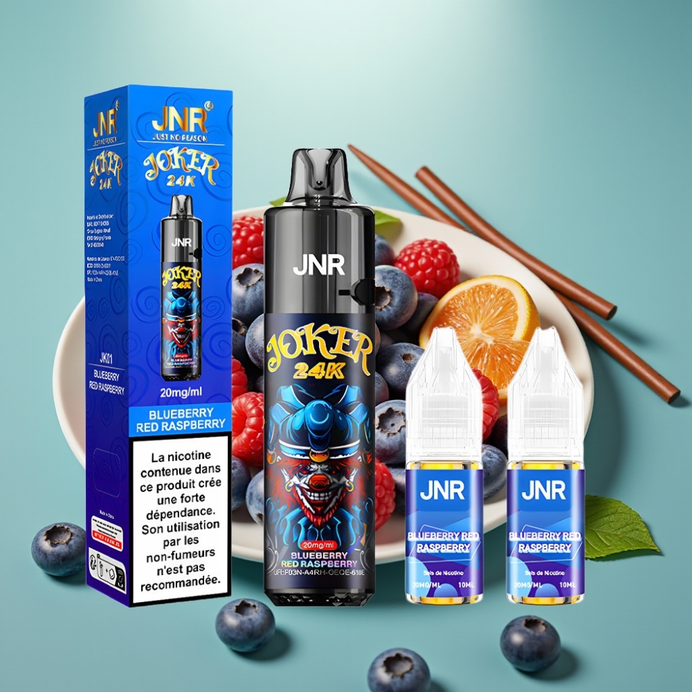 JNR Joker 24K Puffs 2+10ml Perpildomas Mėlynųjų Aviečių Raudonųjų Aviečių Skonis