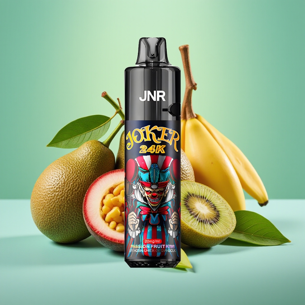 JNR Joker 24K Puffs Dūmoklis su 2+10ml Patalpu ir 800mAh Akumuliatoriumi, Marakujo-Kivi