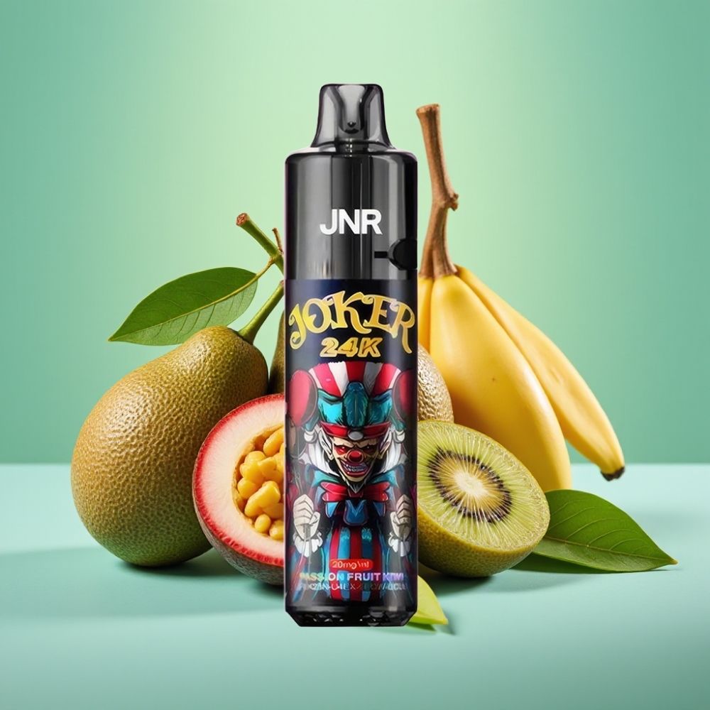 JNR Joker 24K Puffs Dūmoklis su 2+10ml Patalpu ir 800mAh Akumuliatoriumi, Marakujo-Kivi