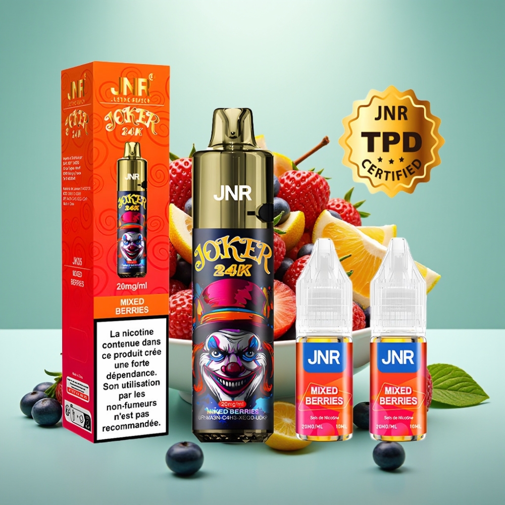 JNR Joker 24K Puffs Šoninis Papildymas 2+10ml Maišytos Uogos