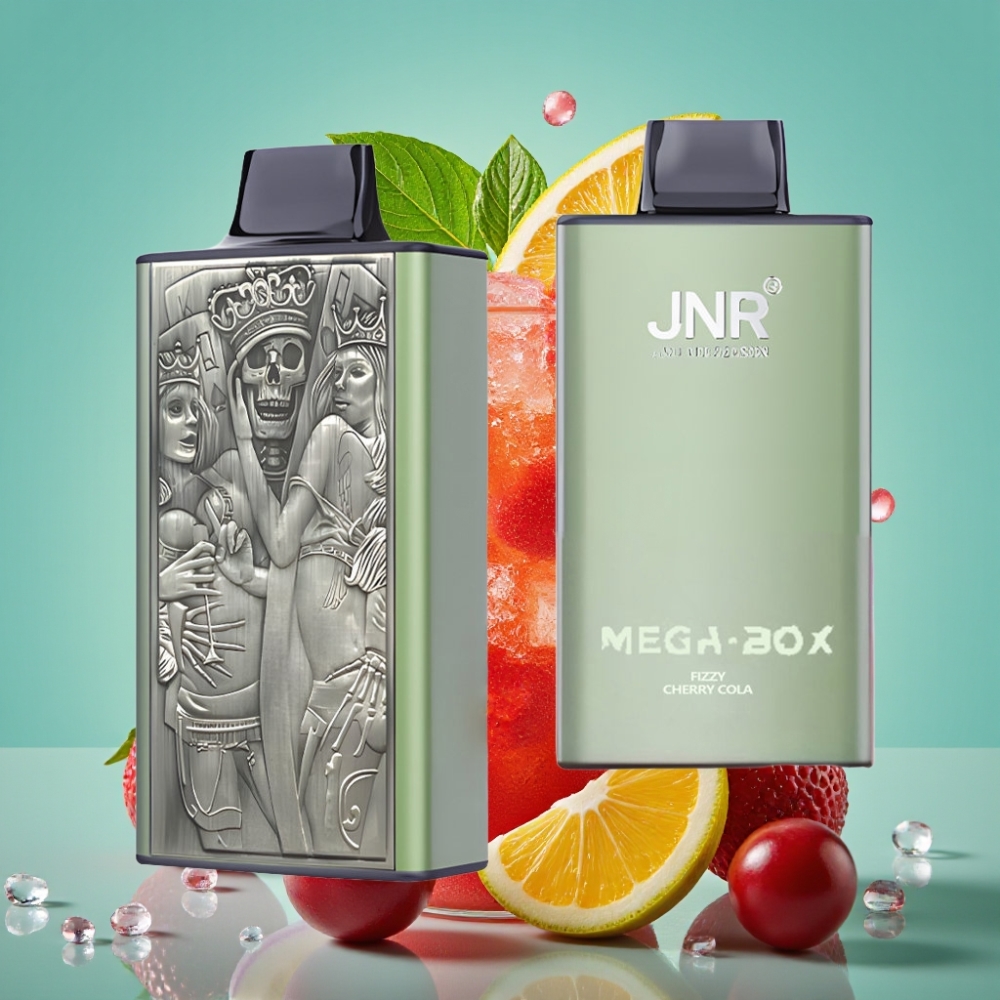 JNR Mega Box 25000 Puffs, Dual Mesh Coil, Type-C, Švelnaus Vyšnių Kolos Skonis