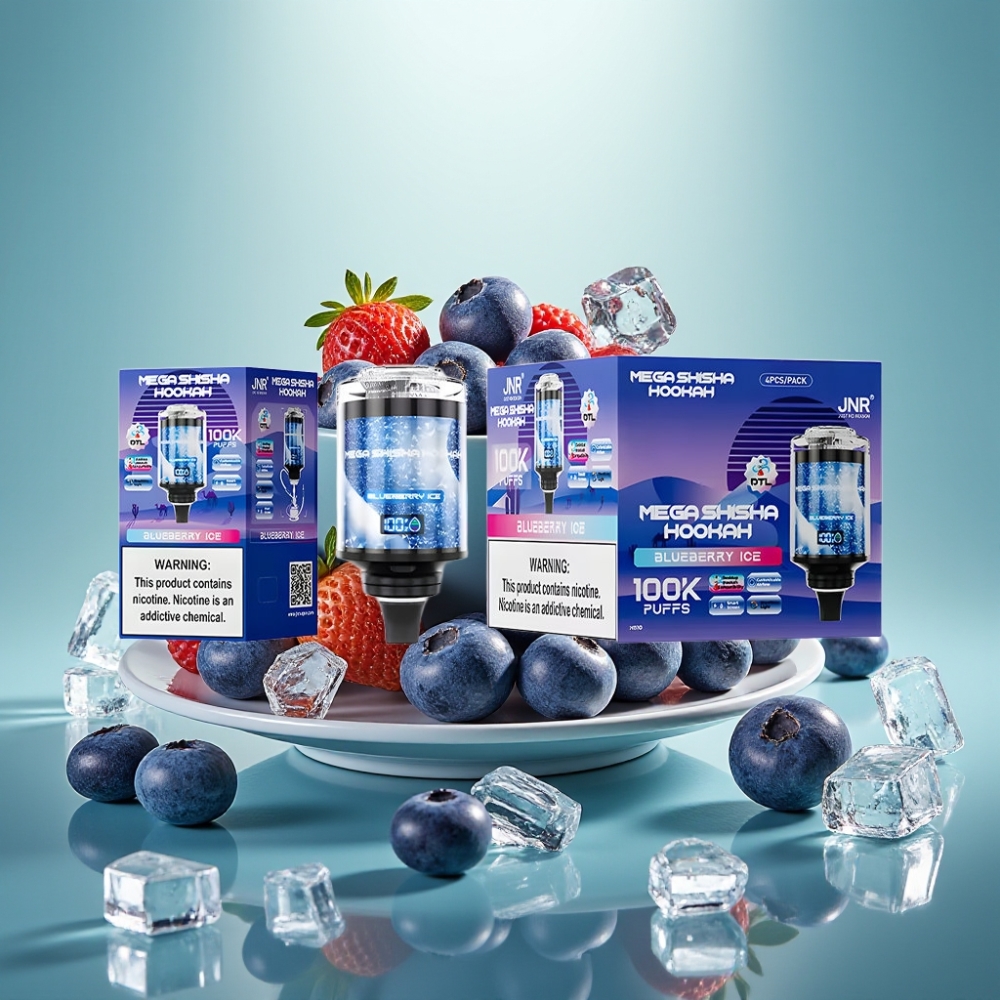 JNR Mega Shisha Hookah 100K Darbalaukio Sugeriamas Mėlynųjų Agronų Ledas 2200mAh 60ml