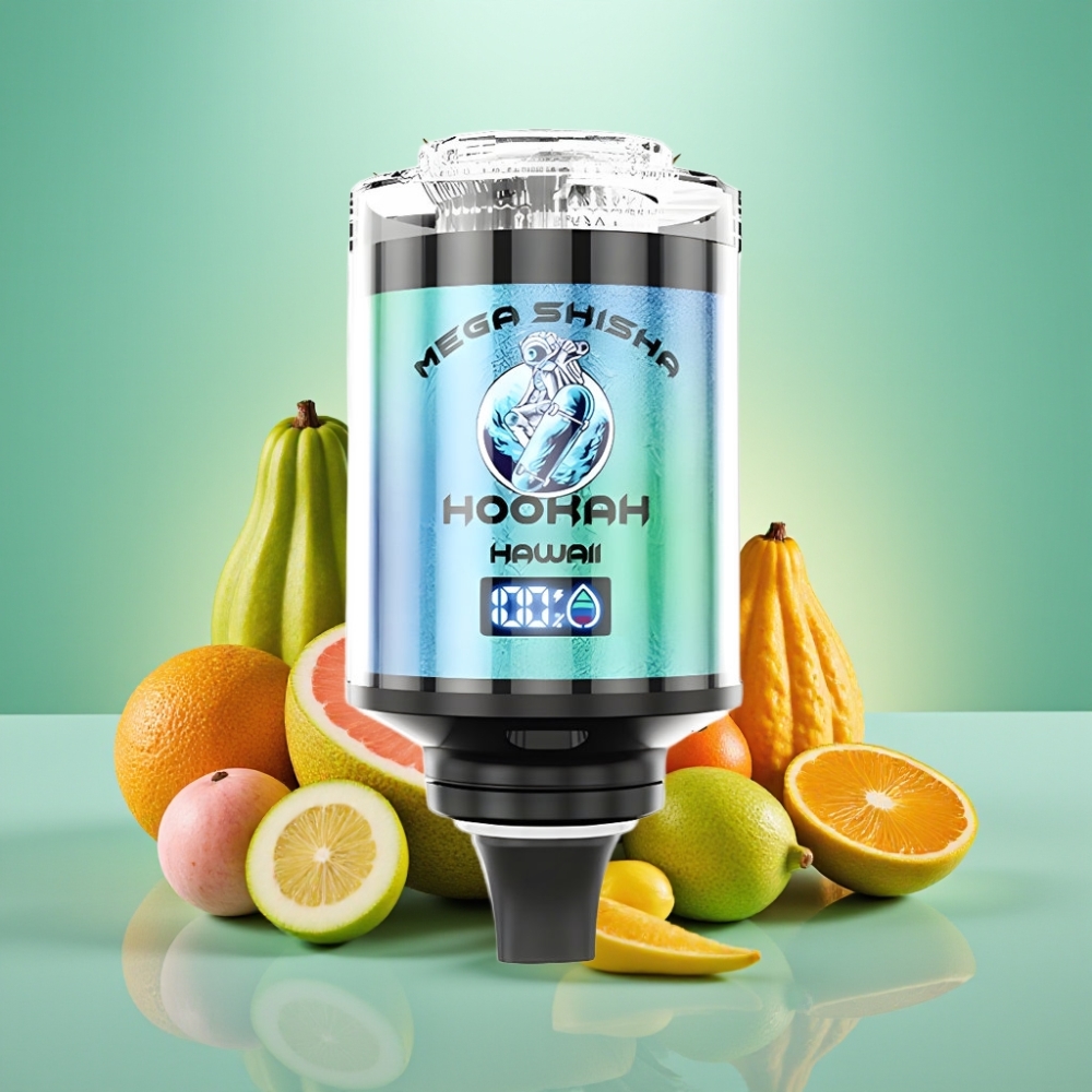 JNR Mega Shisha Hookah 100K Suderinamumas su staliniu kompiuteriu, Havajų skonis, 60ml