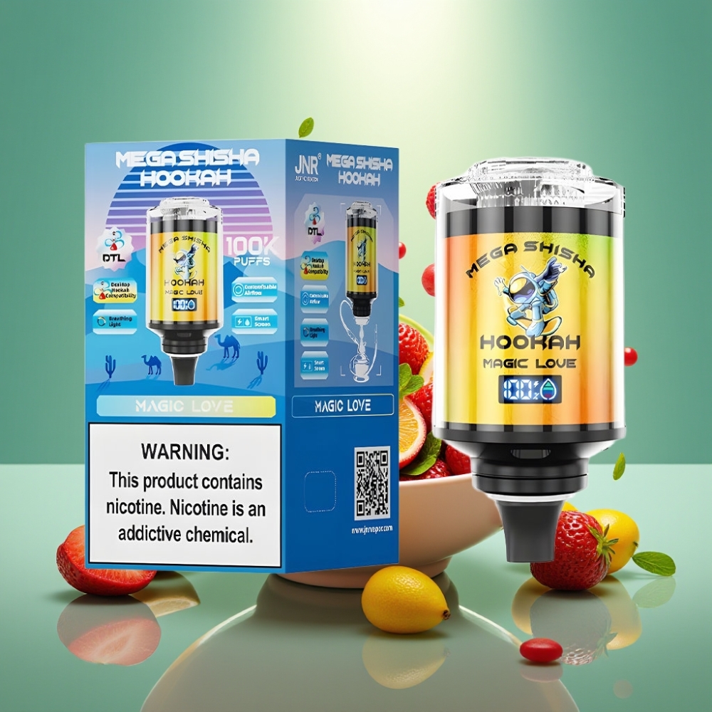 JNR Mega Shisha Hookah 100K stalinis su 60ml talpa ir Magic Love skoniu