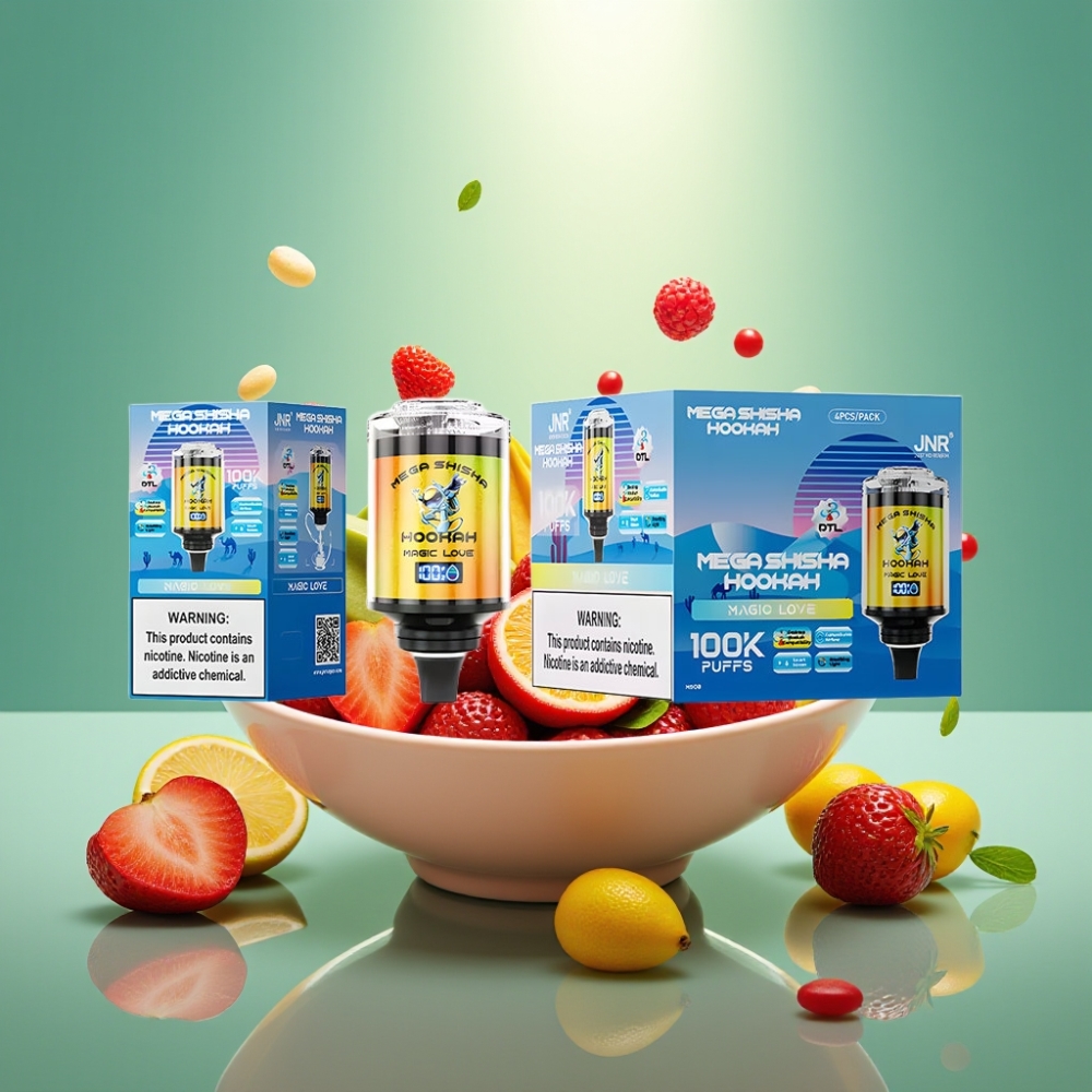 JNR Mega Shisha Hookah 100K stalinis su 60ml talpa ir Magic Love skoniu
