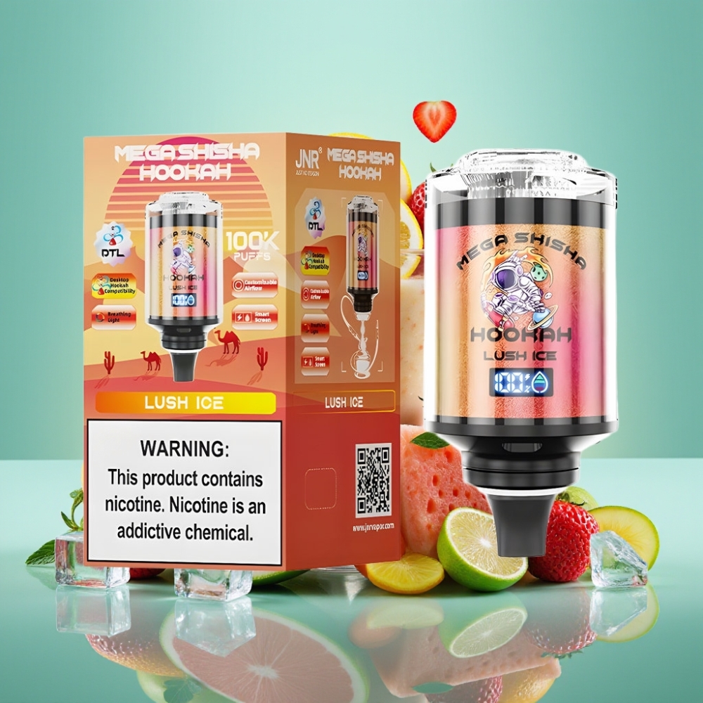 JNR Mega Shisha Hookah 100K su Interactive Smart Screen ir Ledo Šalelė