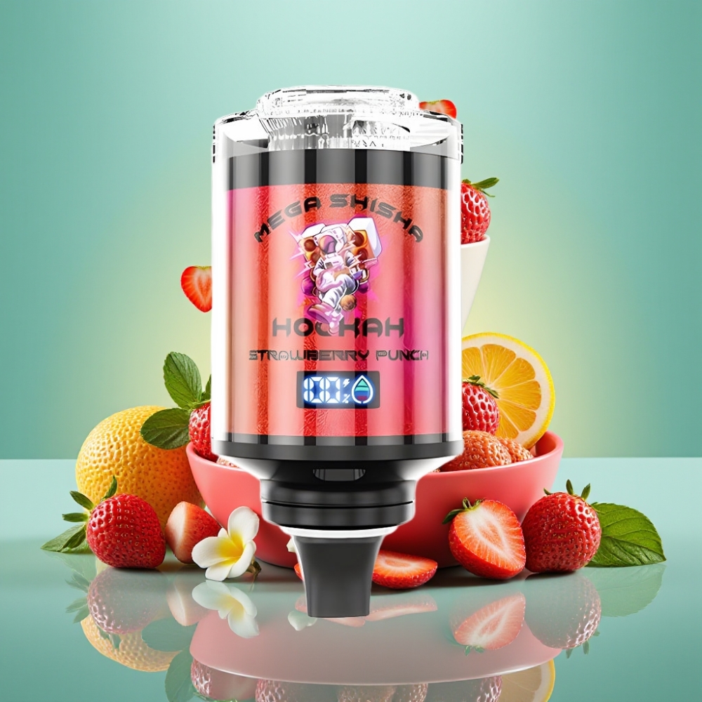 JNR Mega Shisha Hookah 100K su interaktyviu ekranu ir braškų punšo skoniu