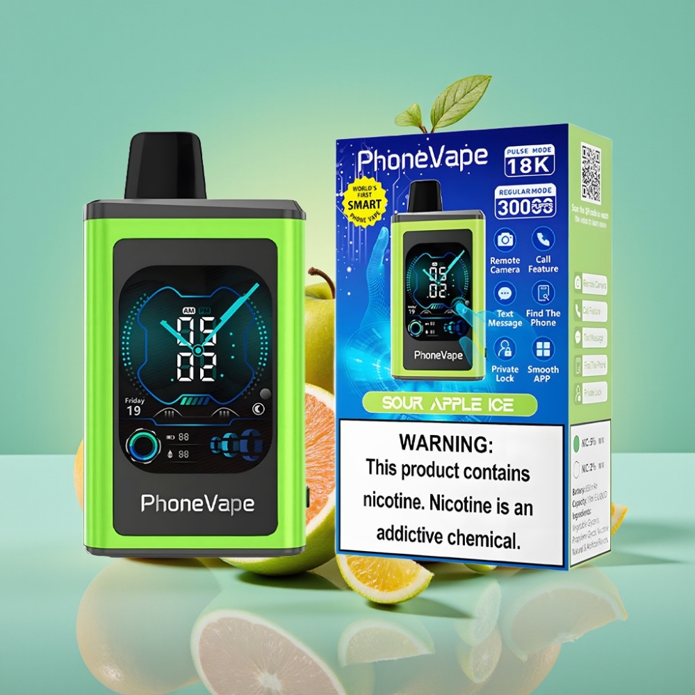 JNR PhoneVape 30000 iškvėpimų, Tipas-C, Rūgštus Obuolys Su Mėtu