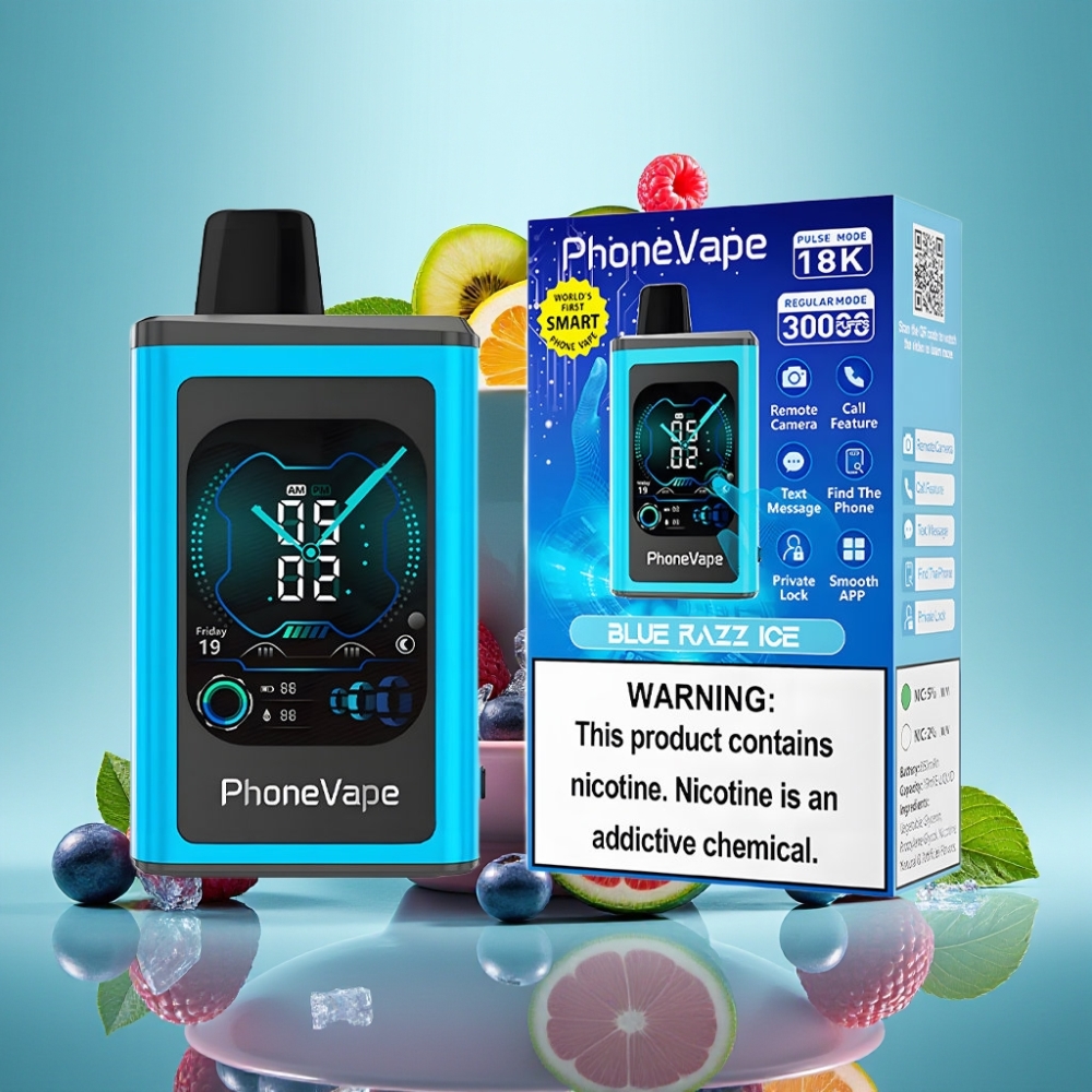 JNR PhoneVape 30000 pasisavinamasis veipas su Type-C įkrovimu, Mėlynasis vyšninis ledas
