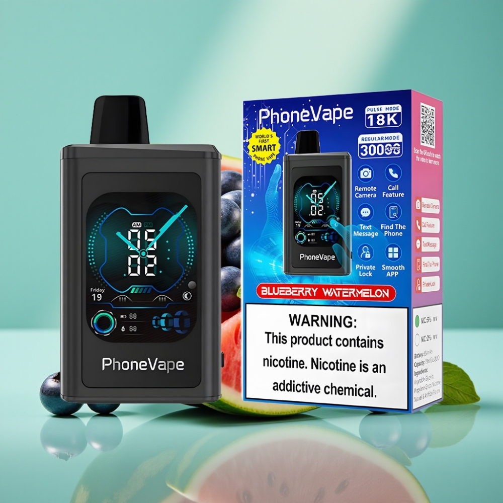 JNR PhoneVape 30000 puffų Disposable Vape Mėlynųjų arbūzų skonio, Turbo Mode, App Controlled