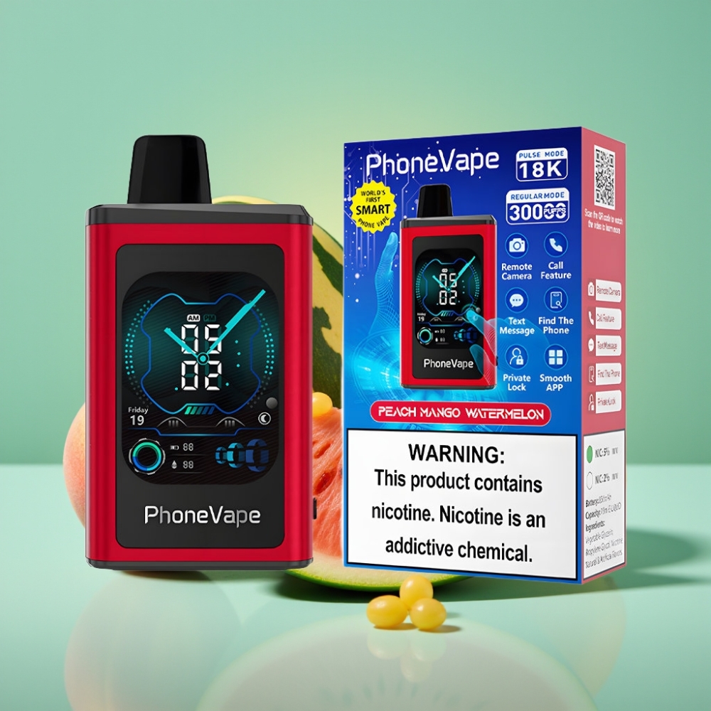 JNR PhoneVape 30000 puffų išmetamas garintuvas su Type-C įkrovimu, Persiko Mango Vandynio skonio