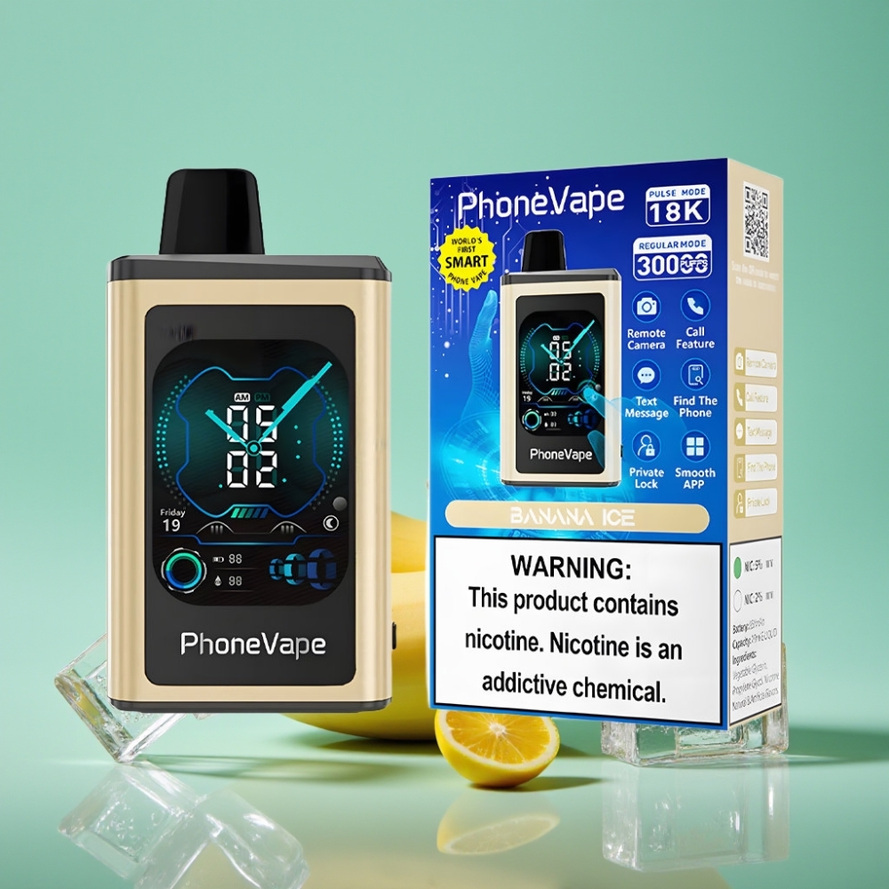 JNR PhoneVape 30000 užpūtimų su Banana Ice skoniu, 850mAh baterija, Turbo režimas