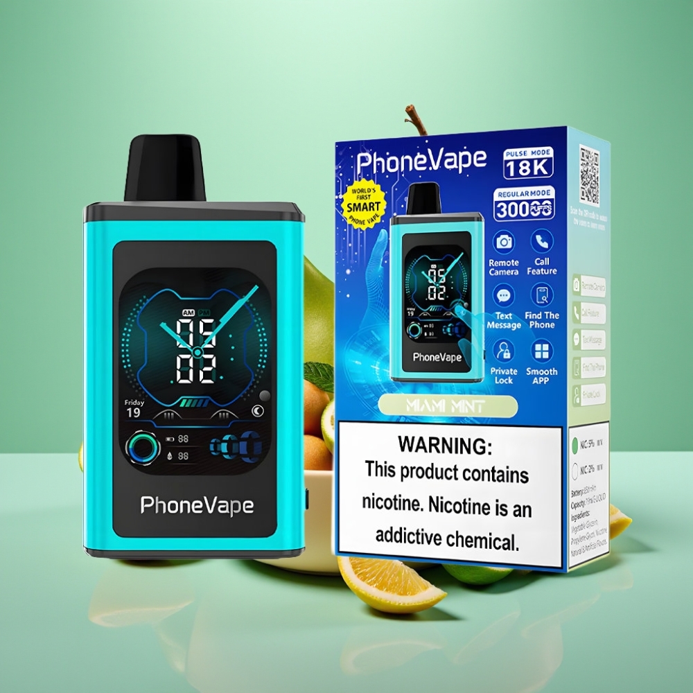 JNR PhoneVape 30000 užpūtimų su Miami Mėta, Tipo-C, Turbo Režimas