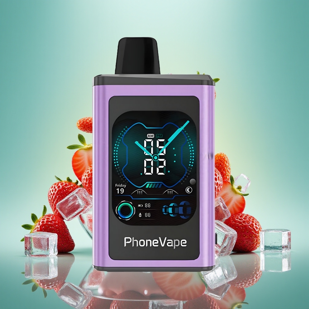 JNR PhoneVape 30000 užsikimšomų garų baterija Tipas-C reguliuojamas oro srautas Braškės ledas