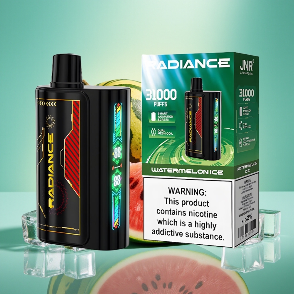 JNR Radiance 31000 Pūkų Disposable Vape, 28ml, Mėlynųjų Agurkų Ledas