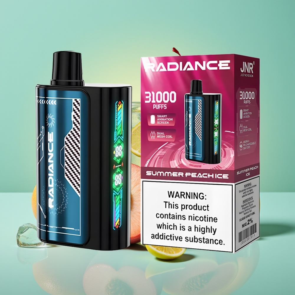 JNR Radiance 31000 Pūkšt. 28ml Skystis SUMMER PEACH ICE Tipas-C