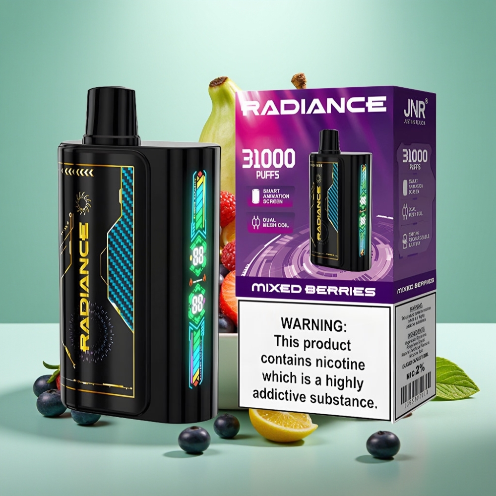 JNR Radiance 31000 Pūkštukų Disposable Vape 28ml MIXED BERRIES (MĖŠINIŲ UOGŲ) Dual Mesh Coil
