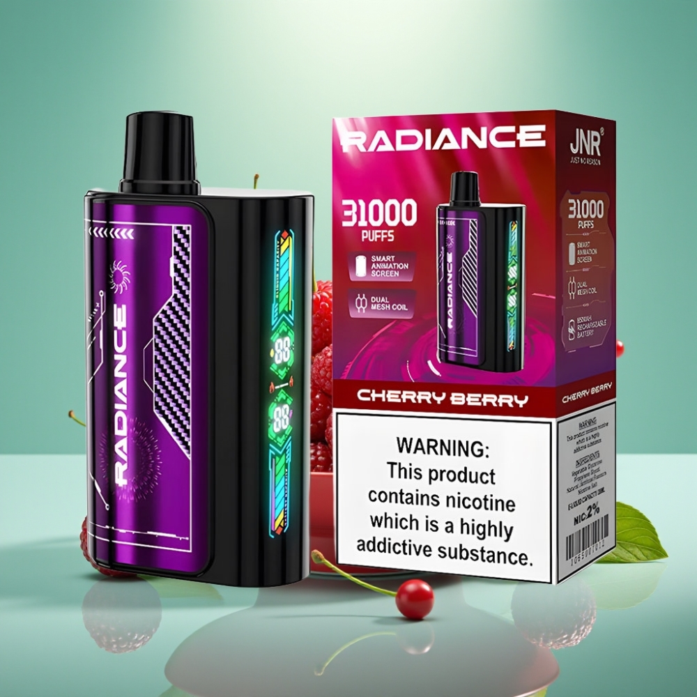 JNR Radiance 31000 Pūkštukų Disposable Vape 28ml TRYSKIAVIMO UOGA