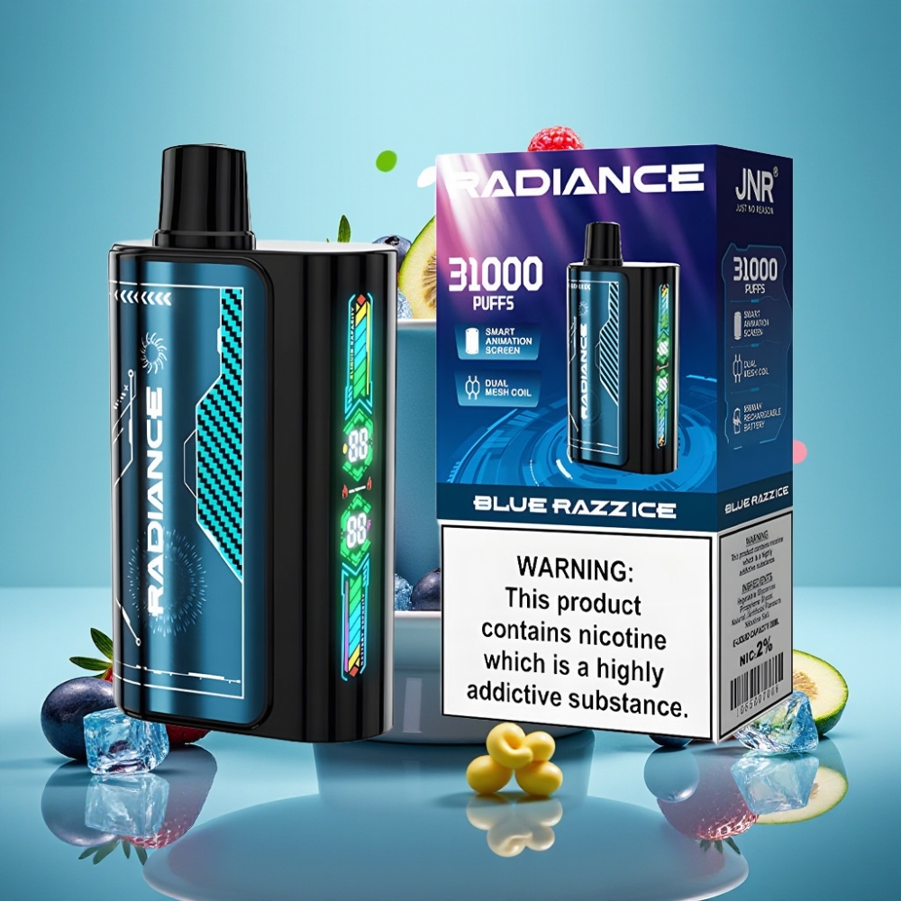 JNR Radiance 31000 Puffs 28ml MĖLYNIEJI SERBENTAI SU LEDO AROMA